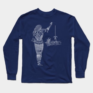 how sir bedivere cast the sword excalibur into the water Long Sleeve T-Shirt